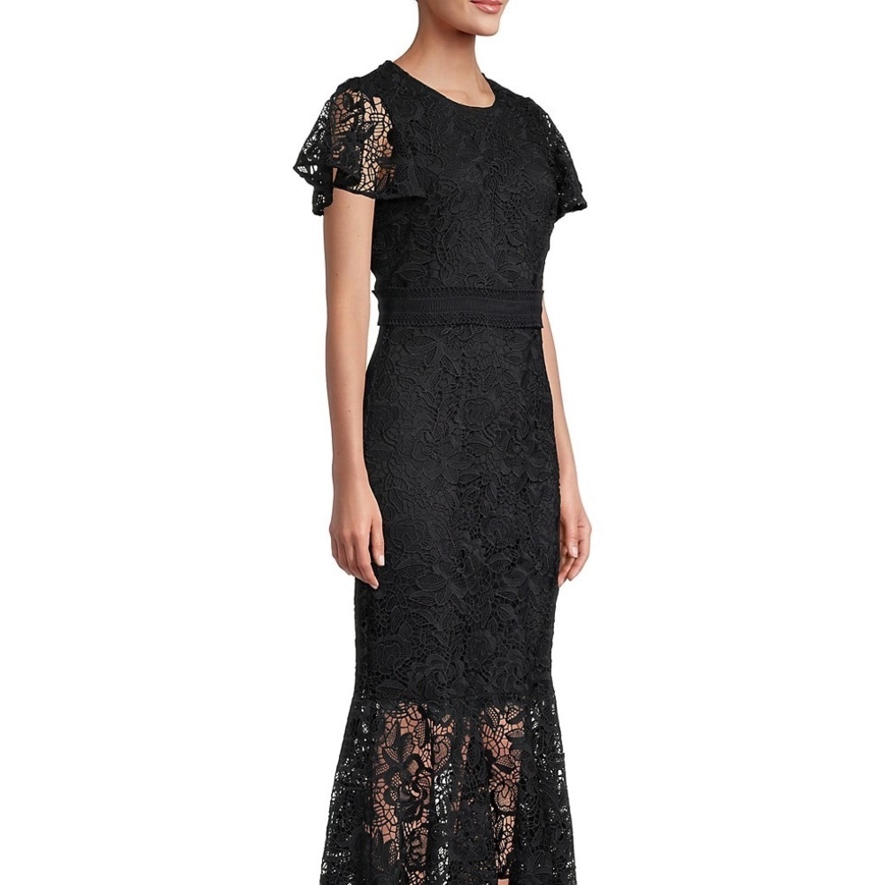 SHOSHANNA Midnight formal gown flutter sleeve